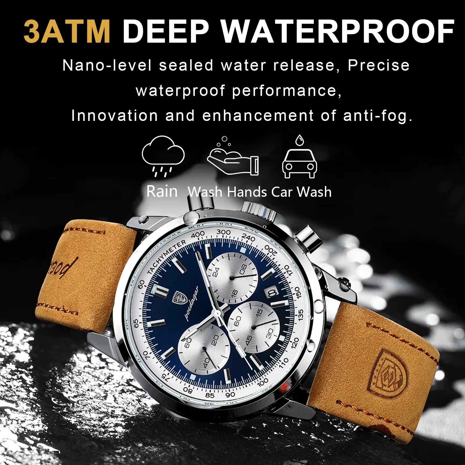 Top Brand Men'S Quartz Watch Waterproof Luminous Chronograph Military Man Watch Luxury Fashion Leather Watches for Men