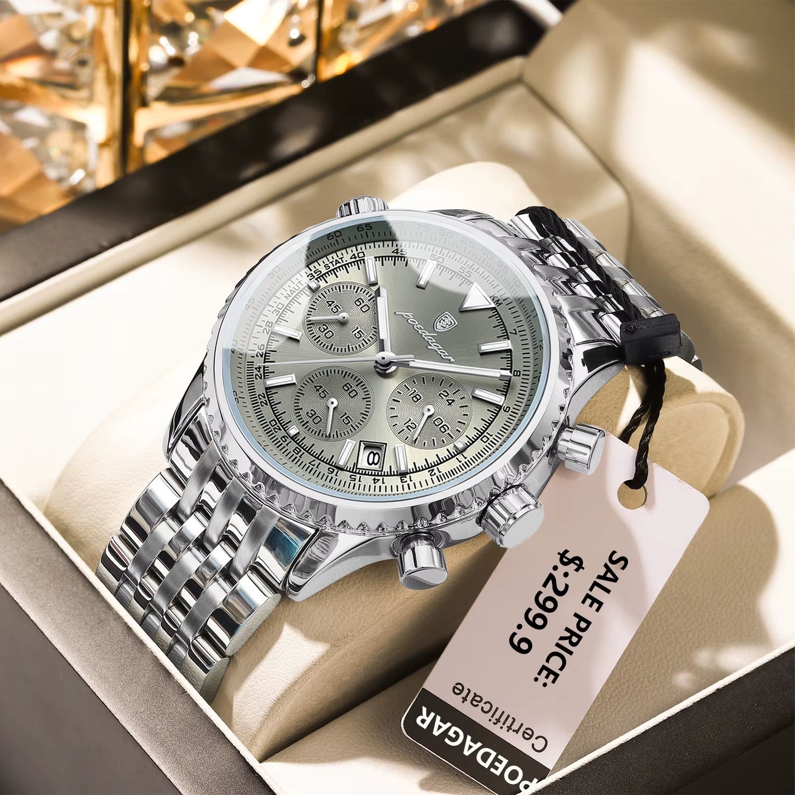 Luxury Watches for Men Date Chronograph Stainless Steel Man Watch Waterproof Luminous Sport Military Men'S Quartz Watch