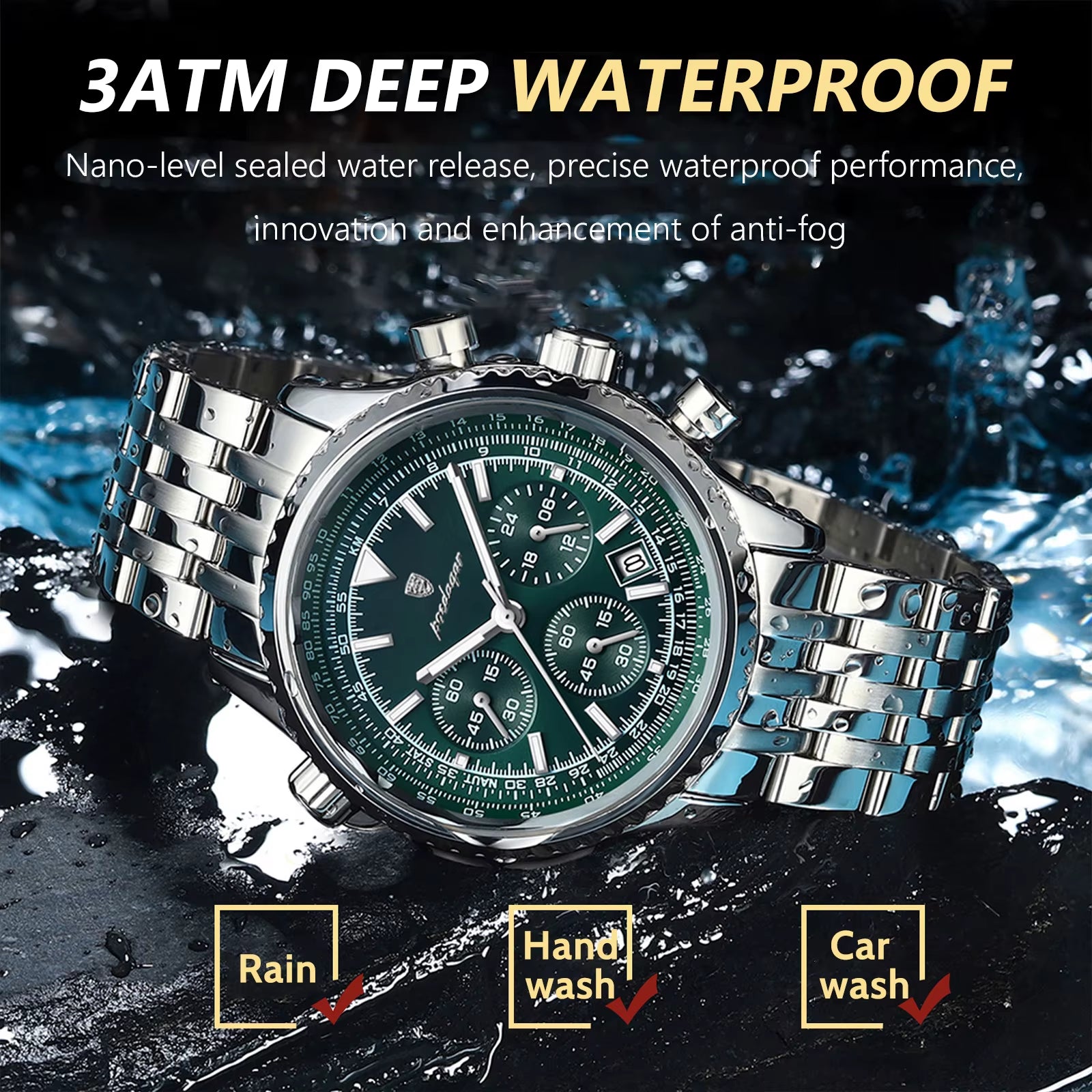 Luxury Watches for Men Date Chronograph Stainless Steel Man Watch Waterproof Luminous Sport Military Men'S Quartz Watch
